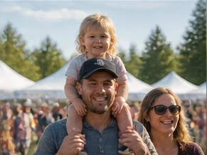 A family enjoying an outdoor festival