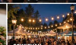 A lively outdoor festival at night