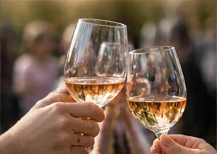 Friends raising glasses of wine